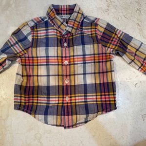 Janie and Jack plaid button up collared shirt 3-6 MO